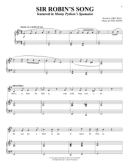 page one of Robin's Song (Piano & Vocal)