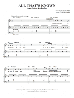 page one of All That's Known (Piano & Vocal)