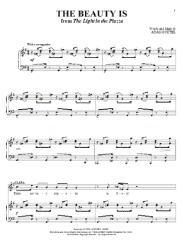 page one of The Beauty Is (from The Light In The Piazza) (Piano & Vocal)
