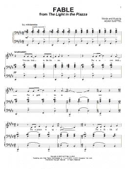 page one of Fable (from The Light In The Piazza) (Piano & Vocal)