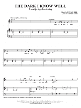 page one of The Dark I Know Well (Piano & Vocal)