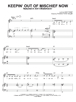page one of Keepin' Out Of Mischief Now (Piano & Vocal)