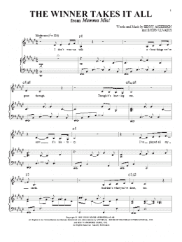 page one of The Winner Takes It All (Piano & Vocal)