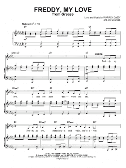 page one of Freddy, My Love (from Grease) (Piano & Vocal)