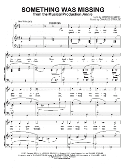 page one of Something Was Missing (Piano & Vocal)