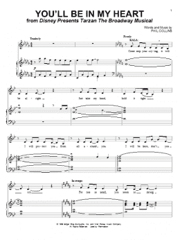 page one of You'll Be In My Heart (from Tarzan: The Broadway Musical) (Piano & Vocal)
