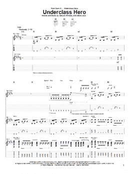 page one of Underclass Hero (Guitar Tab)