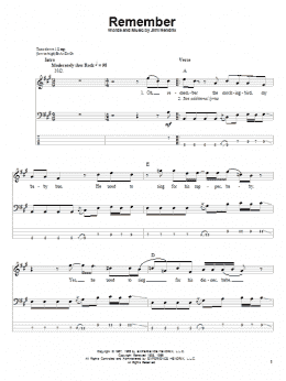 page one of Remember (Bass Guitar Tab)