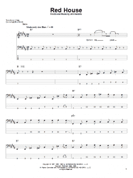 page one of Red House (Bass Guitar Tab)