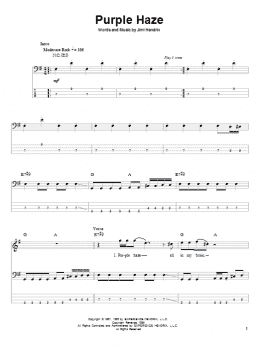 page one of Purple Haze (Bass Guitar Tab)