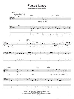 page one of Foxey Lady (Bass Guitar Tab)