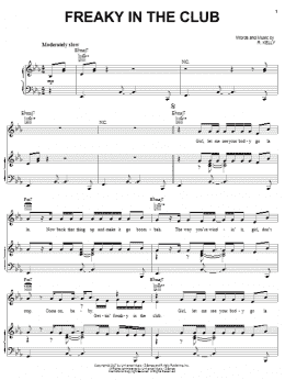 page one of Freaky In The Club (Piano, Vocal & Guitar Chords (Right-Hand Melody))