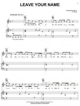 page one of Leave Your Name (Piano, Vocal & Guitar Chords (Right-Hand Melody))