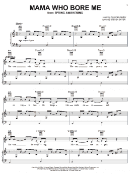 page one of Mama Who Bore Me (Piano, Vocal & Guitar Chords (Right-Hand Melody))