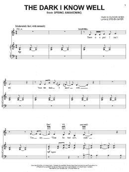page one of The Dark I Know Well (Piano, Vocal & Guitar Chords (Right-Hand Melody))