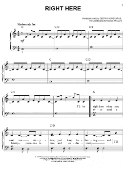 page one of Right Here (Easy Piano)