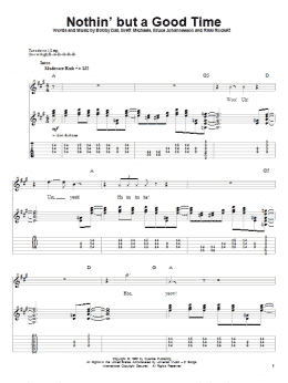 page one of Nothin' But A Good Time (Guitar Tab (Single Guitar))