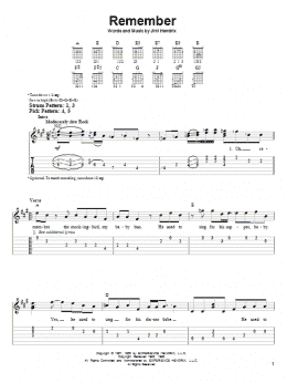 page one of Remember (Easy Guitar Tab)