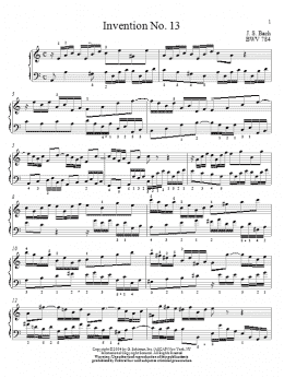 page one of Invention No.13 (Piano Solo)