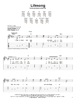 page one of Lifesong (Easy Guitar Tab)