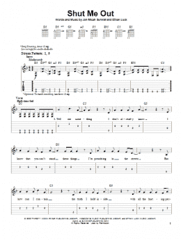 page one of Shut Me Out (Easy Guitar Tab)