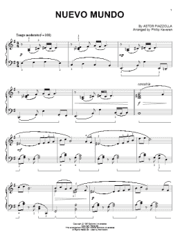 page one of Nuevo Mundo (arr. Phillip Keveren) (Piano Solo)
