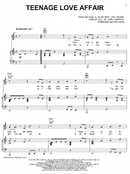page one of Teenage Love Affair (Piano, Vocal & Guitar Chords (Right-Hand Melody))