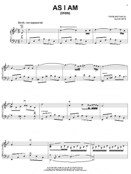 page one of As I Am (Intro) (Piano, Vocal & Guitar Chords (Right-Hand Melody))