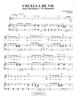 page one of Cruella De Vil (from 101 Dalmations) (Piano & Vocal)