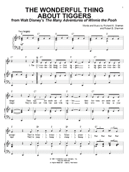 page one of The Wonderful Thing About Tiggers (from The Many Adventures Of Winnie The Pooh) (Piano & Vocal)