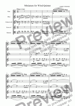 page one of Miniature for Wind Quintet