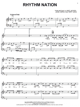 page one of Rhythm Nation (Piano, Vocal & Guitar Chords (Right-Hand Melody))