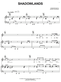 page one of Shadowlands (Piano, Vocal & Guitar Chords (Right-Hand Melody))