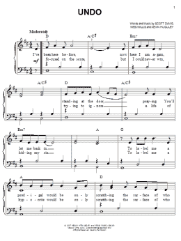 page one of Undo (Easy Piano)