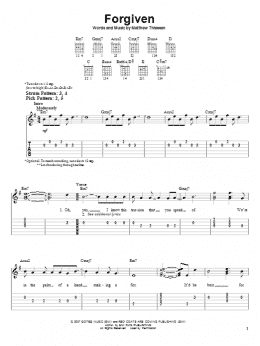 page one of Forgiven (Easy Guitar Tab)