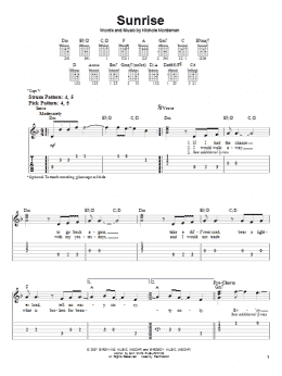 page one of Sunrise (Easy Guitar Tab)