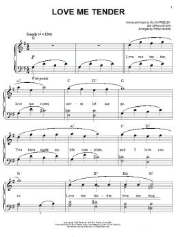 page one of Love Me Tender (arr. Phillip Keveren) (Easy Piano)