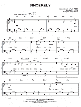 page one of Sincerely (arr. Phillip Keveren) (Easy Piano)