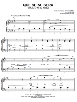 page one of Que Sera, Sera (Whatever Will Be, Will Be) (arr. Phillip Keveren) (Easy Piano)