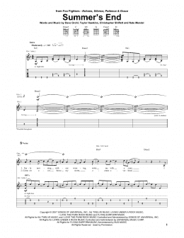 page one of Summer's End (Guitar Tab)