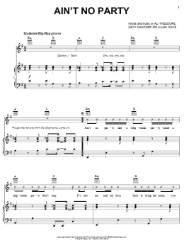 page one of Ain't No Party (Piano, Vocal & Guitar Chords (Right-Hand Melody))