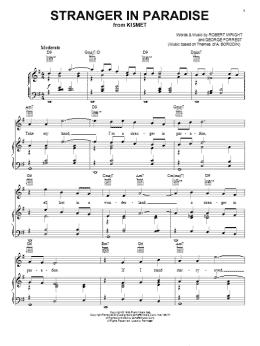page one of Stranger In Paradise (Piano, Vocal & Guitar Chords (Right-Hand Melody))