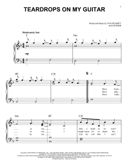 page one of Teardrops On My Guitar (Easy Piano)