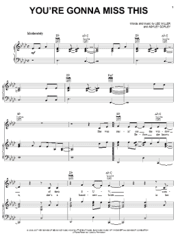 page one of You're Gonna Miss This (Piano, Vocal & Guitar Chords (Right-Hand Melody))