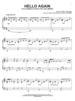 page one of Hello Again (Piano Solo)