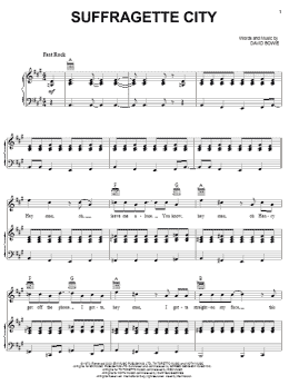 page one of Suffragette City (Piano, Vocal & Guitar Chords (Right-Hand Melody))
