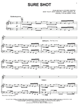 page one of Sure Shot (Piano, Vocal & Guitar Chords (Right-Hand Melody))