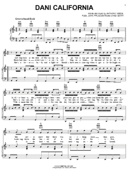 page one of Dani California (Piano, Vocal & Guitar Chords (Right-Hand Melody))