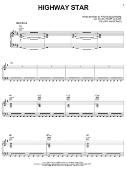 page one of Highway Star (Piano, Vocal & Guitar Chords (Right-Hand Melody))