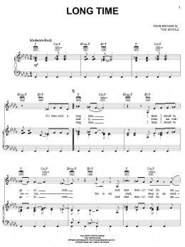 page one of Long Time (Piano, Vocal & Guitar Chords (Right-Hand Melody))